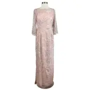Aidan Mattox Women's Formal Dress Size 6 Pink Sequined Lace Long Column Gown