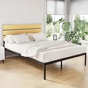 Artiss Queen Metal Bed Frame with Headboard(Base Only), Metal Platform Bed with Easy Assembly, 300kg Capacity Heavy-Duty Metal Slats with Under Bed Storage for Master Bedroom/Guest Room, Black