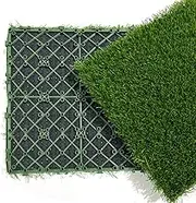 1/6Pcs 12 Inchx12 Inch Grass Flooring Tiles Green Interlocking Grass Deck Tiles Turf Mat Grass Rug for Garden Lawn Patio Balcony(1pc)