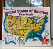 Melissa & Doug USA Floor Puzzle 48 Jumbo Pieces States and Nicknames NEW SEALED