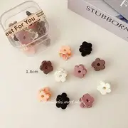 Set of 10: Acrylic Hair Clips EM0611 - Hair Clamp - 10 Pcs - Flower - Multicolor - Beige & Black & Brown - One Size