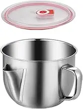 Grease Separator Jug, Steel Fat Separator Bowl, Steel Gravy Strainer with Oil Fat Lid, Separator