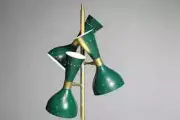 Vintage Green White Diabolo Floor Lamp Italian Mid Century Modern Marble Base
