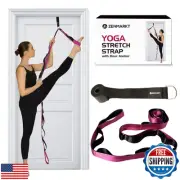 Yoga Stretching Strap with 10 Loops and Door Anchor - Stretch Straps with Loo