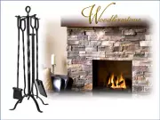 FIREPLACE TOOL SET Firetools POKER BRUSH SHOVEL TONGS STAND Wrought Iron HAMP*