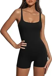 [AUTOMET] Womens Jumpsuits Shorts Rompers One Piece Bodysuits Yoga Sleeveless Backless Seamless Bodycon Outfits Clothes 2024