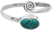 [Koral Jewelry] Sterling Silver Synthetic Turquoise Adjustable Spiral Midi Knuckle/Toe Ring