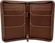 [Excello Global Products] Unisex-Adult Leather Travel Wallet & Passport Holder, Elastic, Brown Split Grain Leather