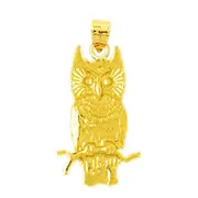 14K Gold 20MM Owl Charm