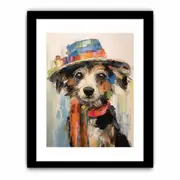 Dog Wearing Hat Framed print Art Poster