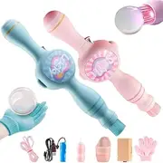 Smoke Bubble Machine & Elastic Bubble Fog Wand – Creador de Burbujas Mágicas con Humo y Varita Elástica, Máquina Ligera para Diversión en Fiestas Interior y Exterior(Pink+Blue)
