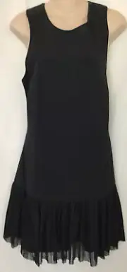 sandro dress Replay Black Sleeveless Pleat Thin Skirt Cross Straps Nwt Size 2