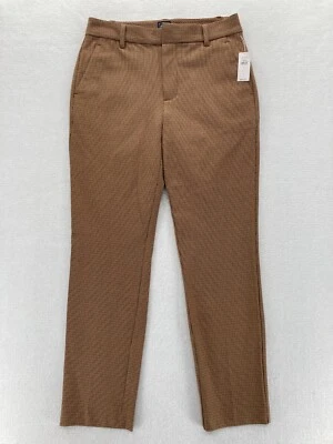 GAP Pants Women's 4 Brown Houndstooth Stretch Fabric Slim Leg Ankle Mid Rise
