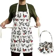DNAMYJME Egg Collecting Apron and Basket for Gathering Fresh Eggs,12 Deep Pockets Chicken Egg Apron and 7 Deep Pockets Chicken Egg Basket,Women Housewife Apron Adult for Chicken Duck Goose Eggs,,