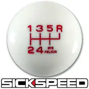 WHITE/RED BYE FELICIA SHIFT KNOB FOR 6 SPEED SHORT THROW SHIFTER 16X1.5 K22