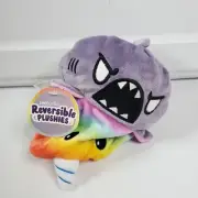 NWT TEETURTLE REVERSIBLE NARWHAL SHARK: RAINBOW GRAY 5" (MINI) Plush Happy Angry
