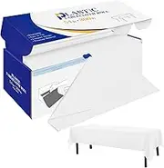 White Plastic Tablecloth Roll Disposable 54 in x 300 Ft Plastic Table Cover with Slide Cutter Plastic Tablecloth for Parties, TOL-A01