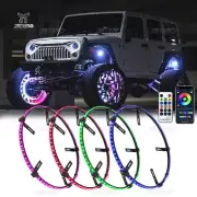 4 Car 15.5" RGB LED Wheel Ring Rim Chasing Light APP Bluetooth For JEEP Wrangler (for: Jeep)
