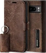 Leather Wallet Mobile Phone Case Compatible with Google Pixel 8 Pro - Flip & Fold Smartphone Case with Stand, RFID Blocker, Magnet Closure, 3 Slots for Bank Cards - Handcrafted European Leather