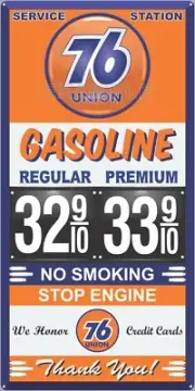 UNION 76 GAS STATION PRICE PER GALLON OLD PUMP SIGN REMAKE ALUMINUM SIZE OPTIONS