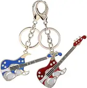 [jojofuny] 2pcs Guitar Keychain Metal Keychain Musical Keychain Backpack Key Pendant Children Violin Key Ring Kids Keychain Key Chains for Kids Music Lover Creative Keyring Charm