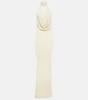 [Aya Muse] Aya Muse Sequined halterneck maxi dress AU 14 white