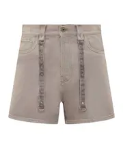 Off-White Logo Patch Denim Shorts 26,27 Gray