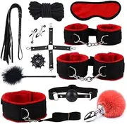 Sex Bondage Bed Restraints，BDSM Sex Strap Neck to Ankle Cuff Thigh Sling Sex Toy for Women and Couples SM Games Play Bondage Rope Kit Restraints Tape with Cuffs & Collar