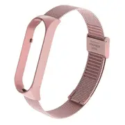 Smart Watch Wrist Strap Replacement Bracelet Stainless Steel For Xiaomi Mi Band 5 Rose Pink