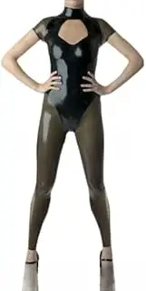 [DAIJES] Latex Catsuit with Short Sleeves Rubber Bodysuit Zentai Overall Body Suit