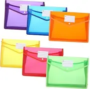 HOODANCOS 6pcs Plastic File Waterproof Document Envelopes Plastic Envelope Folder A4 Size for School Office