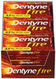 Dentyne Fire Spicy Cinnamon Sugar-Free Gum Freshens Breath 16 Gum ea 9 ct 3 Pack