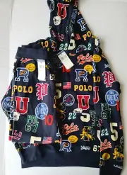 Polo Ralph Lauren 2 Piece Sweatsuit Lette Pants Size M 10-12 Jacket Size L 14-16