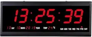 18.9-Inch Oversized LED Digital Wall Clock Large Display with Indoor Temperature Date and Day of Week,Electric Wall Clock/Calendar Timer Home Decor -Red