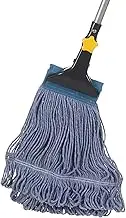 Yocada Looped-End String Wet Mop Heavy Duty Cotton Mop Commercial Industrial Grade Telescopic Iron Pole Jaw Clamp Floor Cleaning 55.1"