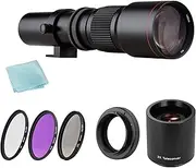 YaSao Camera Super Telephoto Lens 500mm F/8.0-32 Manual T-Mount + UV/CPL/FLD Filters + 2X 500mm Teleconverter Lens + T2-EOS Adapter Ring Replacement for EOS Rebel T7 T7i T6 T6i T5 80D 77D 700D
