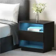 1 Drawer Artiss Bedside Table LED Side Table Black