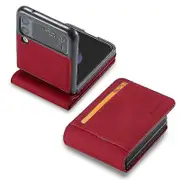 Phone Case Luxury Leather Wallet Case For Samsung Galaxy Z Flip 3, Business Phone Case With Card Slit