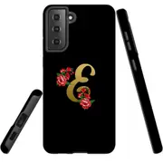 For Samsung Galaxy S21 FE Case Armour Cover, Embellished Letter E