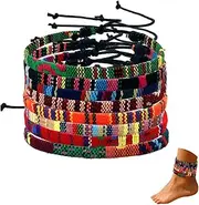 [ZKGYUS] Anklets for Women, Pack of 8 Anklets Colourful Braided Rope, Boho Ethnic Footbands, Anklet Men & Women Bracelets, Beach Anklets for Women