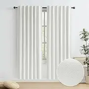 KEQIAOSUOCAI Faux Linen Beige Curtains 80 Inches Long Natural Color Farmhouse Rod Pocket Back Tab Hook Belt Temporary Door Cover Room Divider Closet Curtains for Bedroom Crude 2 Panels 50 x 80