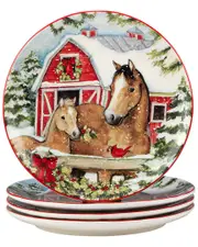 Certified International Homestead Christmas Set of 4 Dinner Plates