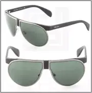 PRADA Aviator PR23PS Black Gunmetal Aviator Sunglasses Green 1B0-3O1 SPR 23P