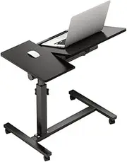 Luxury Overbed Table Multifunctional Lifting Computer Desk Medical Adjustable Tilt Overbed Bedside Table with Wheels for Hospital and Home Use Portable