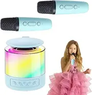 Wireless Karaoke Machine - Speaker Microphones Set - Karaoke Machine Wireless Microphone Singing Speaker with Light for Birthday