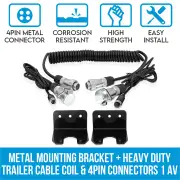 Elinz Metal Mounting Bracket + Heavy Duty Trailer Cable Coil and 4PIN Connectors 1 AV Input