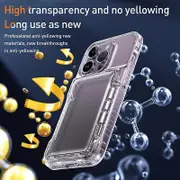 For iPhone 15 Pro Kickstand Card Holder Clear PC+TPU Phone Cover Dustproof Mobile Phone Case-Transparent