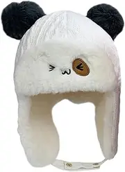 [FRCOLOR] Cute Boys and Girls Hat Velvet Thunder Cap Ear Flaps Warm Stylish Cotton Beanie White