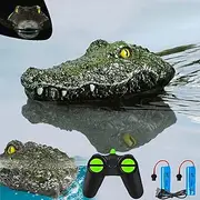 Floating Simulation Alligator Head Remote Control Boat Boys and Adults 15 KM/h- Fake Crocodile Head RC Boats for Pools and Lakes, Gift Toys for Kids Rechargeable