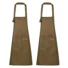 2pcs Adjustable Kitchen Cooking Aprons 80x70cm Cotton Art Apron Brown